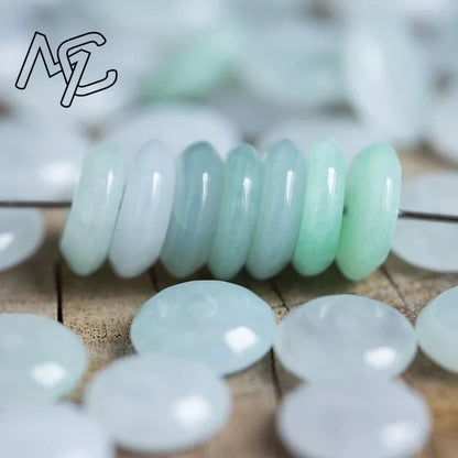 10pcs Natural Emerald White Jade Ping An Knot DIY Bracelet Necklace Charm Jadeite Jewellery Fashion Accessories Gift Women Men