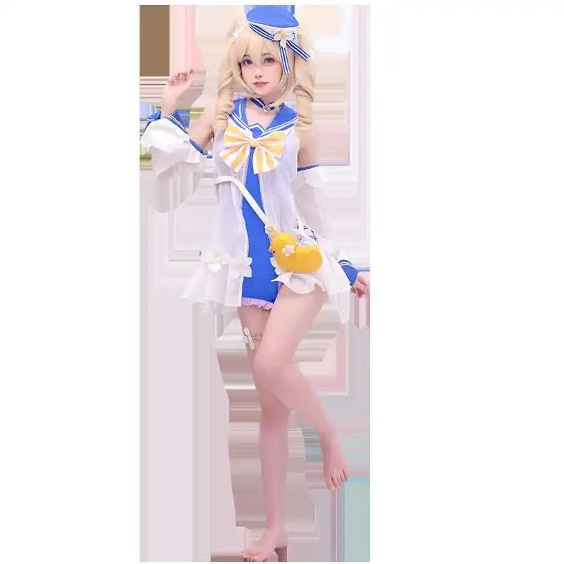 Genshin Impact Barbara Cosplay Costume Women Cute Swimsuit Sexy Swimwear Jumpsuit Coat Halloween Carnival Uniforms Custom Made