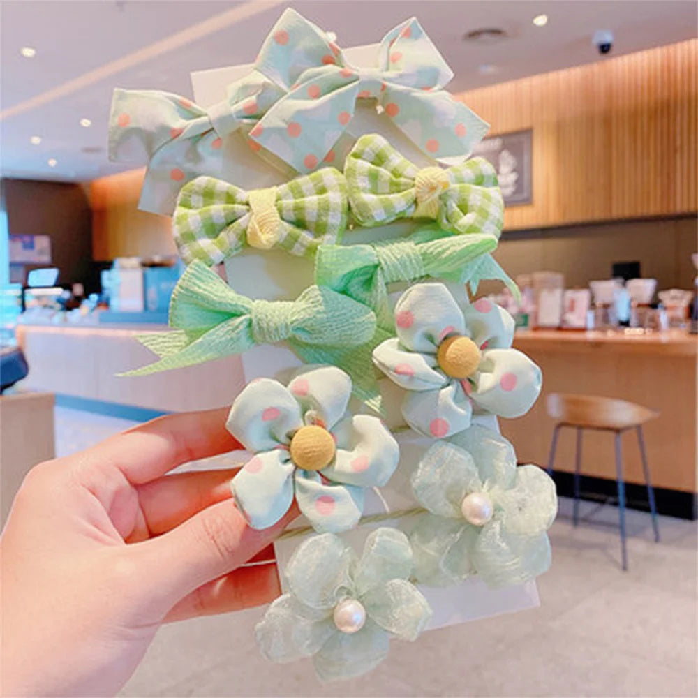 10Pcs/Set Chiffon Flower Hair Tie Girls Ponytail Elastic Hair Bands Kids Hair Accessories Children Hair Ties Baby Headwear