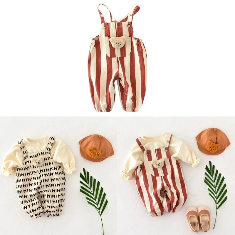 Cotton Jumpsuits One-piece Baby Romper Summer Clothes Cosy Bodysuit Kid Strap Pant for 0-3Y Children Boys Girl Dropship