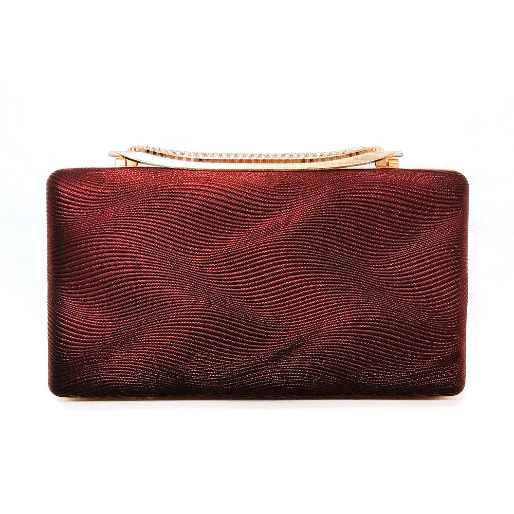Women's Elegant Evening Clutch Bags Fashionable Mother of Bride/ Groom Green Purse Rhinestone Buckle Pleated Surface Square Bag