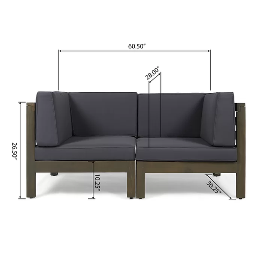 BRAVA X-BACK LOVESEAT ACACIA WOOD OUTDOOR WATER-RESISTANT SOFA