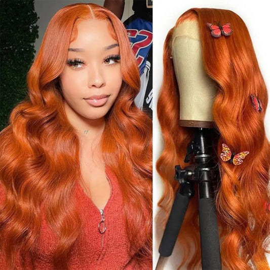 200Density 350 Ginger Orange 30inch Lace Front Wig Human Hair Wigs 13x4 HD Lace Frontal Curly Wig For Black Woman Lace Front Wig