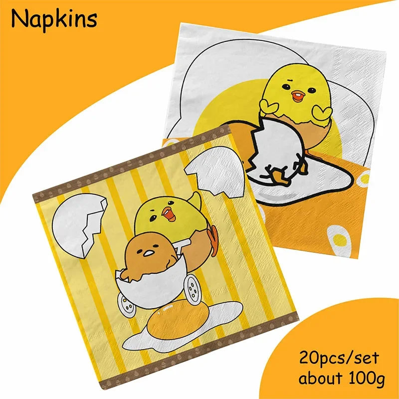 Gudetama: An Eggcellent Theme Birthday Party Cutlery Paper Cups Paper Plates Paper Disposable Party Decoration Supplies For Toys