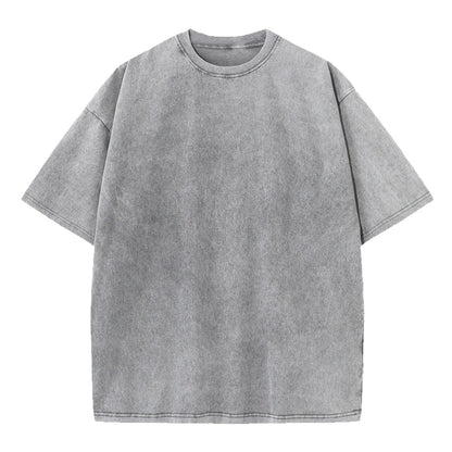 Men's Summer T-shirt 230G Heavy Cotton Vintage Washed T-Shirts Oversized Short Sleeve Loose Streetwear Short Sleeve Tops Tee