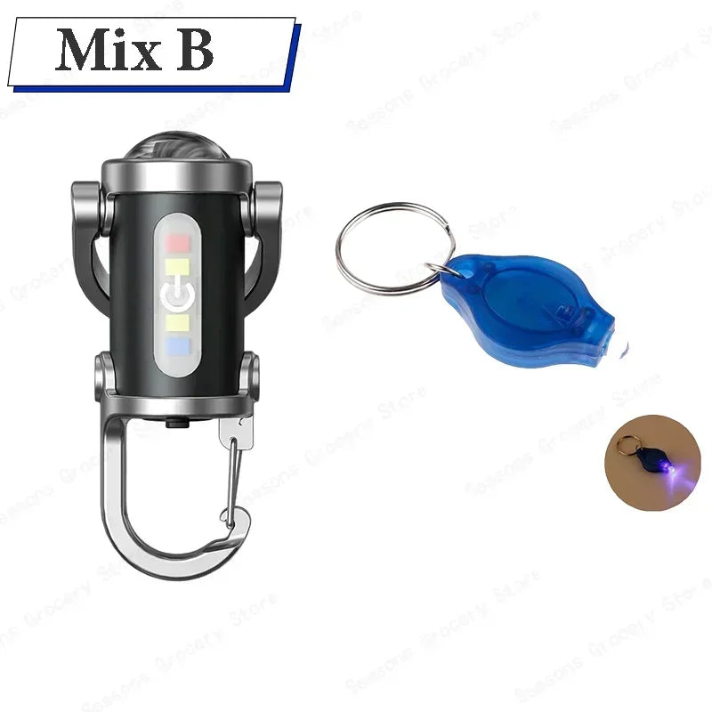 1PC Mini Torch - EDC Flashlight with 180° Rotating Head, Magnetic Tail & Rechargeable Mini Torch Key Fob Gift for Father
