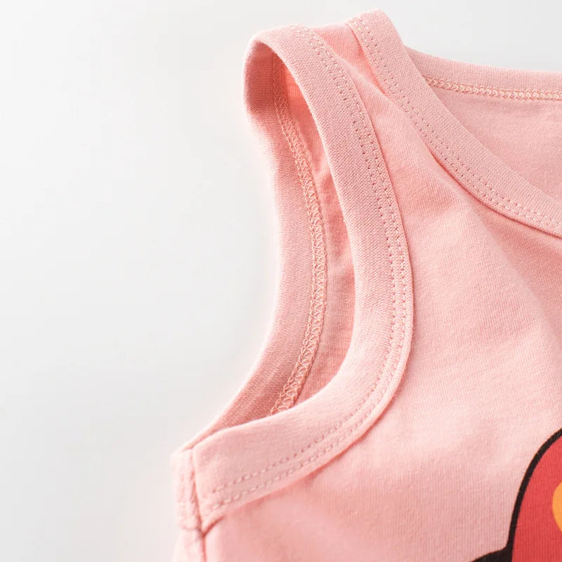 2023 Summe Children Vests for Girls Clothing 100% Cotton Dinosaur Cartoon Kids Boys Sport Causal Tank Tops Baby Cute Clothes