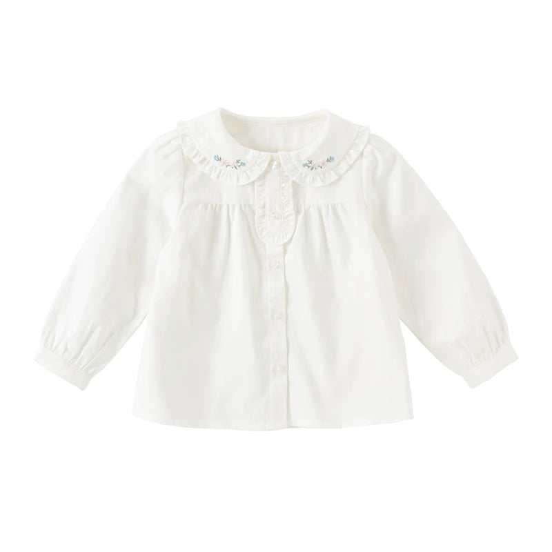 Dave Bella Children's Shirt Clothes 2024 New Autumn Girls' Baby Blouse Cute Sweet Pure Cotton Top DB3241847