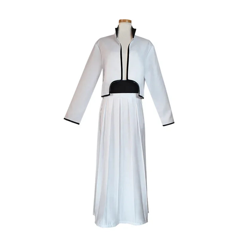 CosplayAnime Bleach Ulquiorra's Cosplay Costume Ulquiorra Helmet Masks Wigs Hairs White Kimono ( Jacket + Pants + Belt ) Kendo C