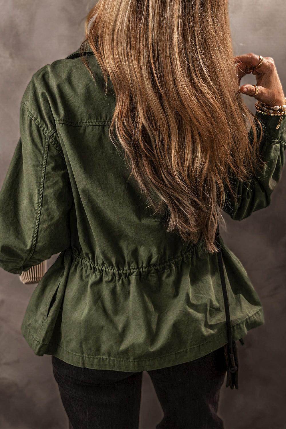 Zip Up Long Sleeve Jacket for Women in Cotton Fabric