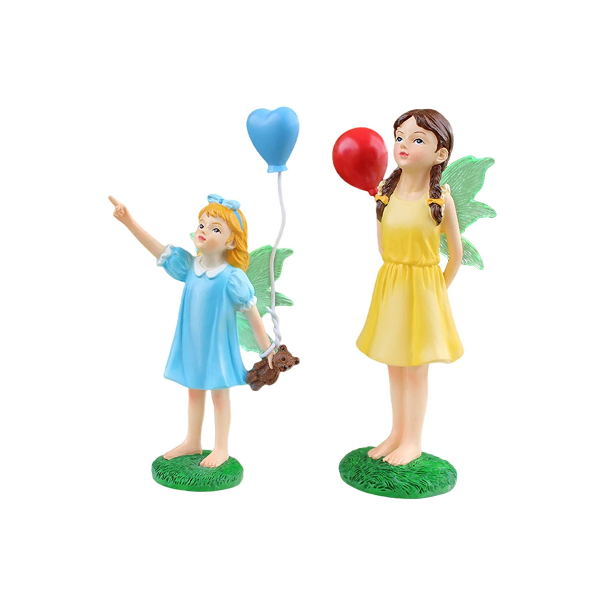 2PC/Colorful Balloon Flower Fairy - Resin Succulent Pot Decoration Statue - The Perfect Choice for Fairy Garden