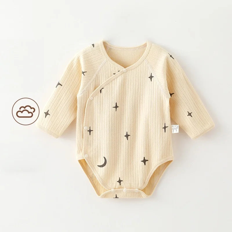 0-2Y Baby Clothes Boy Comfy Baby Daily Bodysuit Newborn Infant Girls Clothes Cotton Double Layered Belly Guard Triangle Romper