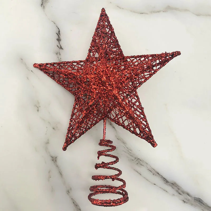 1pcs 15*20cm Gold Glitter Christmas Tree Top Iron Star Christmas Decorations For Home Xmas Tree Ornaments New Year Decor