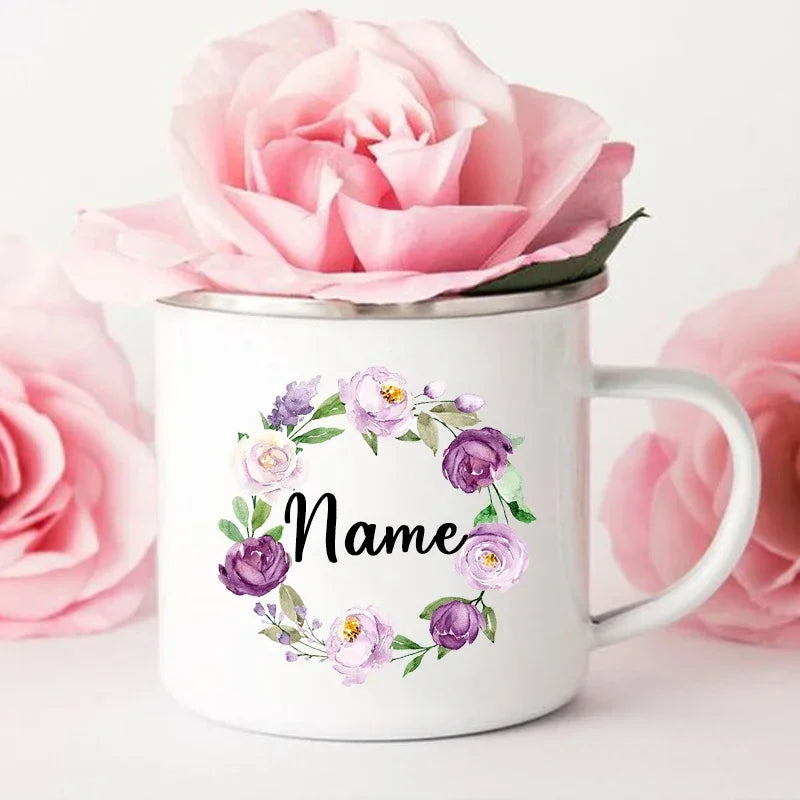 Personal Custom Name Enamel Mug, Bachelorette Party, Coffee Wine Mug, Bridesmaid Cup, Wedding Bridal Shower, Bride Team Gifts