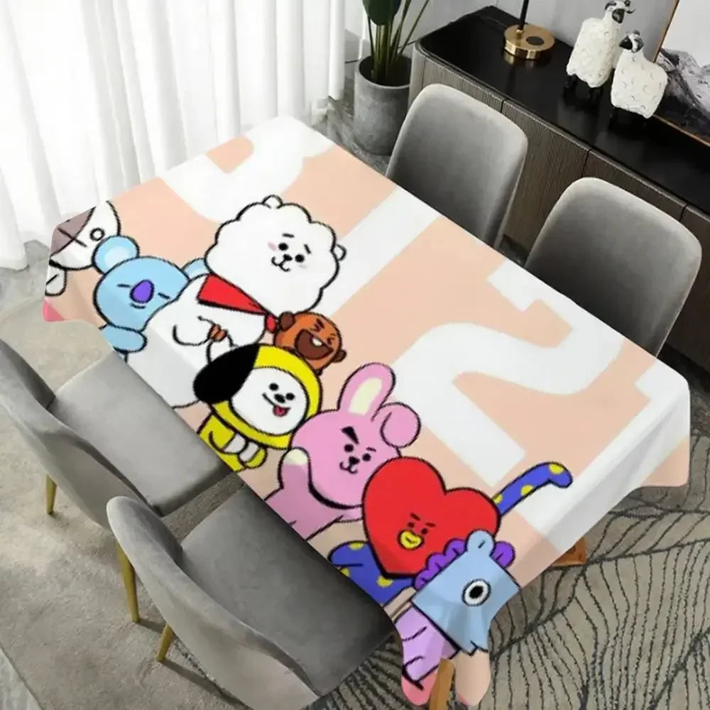 Cartoon B-BT-S 21 Cute Table Cloth Indoor Outdoor Waterproof Decoration Rectangular Picnic Tablecloth