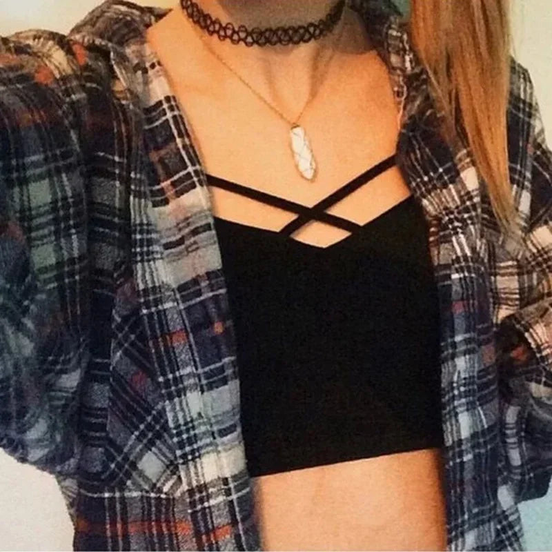 Sexy Slim Lingerie Front Cross Strap Padded Crop Top Summer Strapless Tops Fashion Bandeau Metallic Sense Shiny Material Tanks