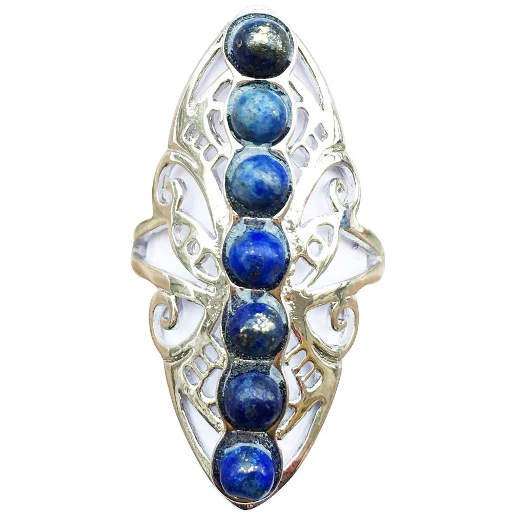 Malachite Lapis Lazuli Tiger Eye Malachite Goldstone Opal Unakite Carnelian Crystal Women Men Art  Ring  Adjust Size PWB791