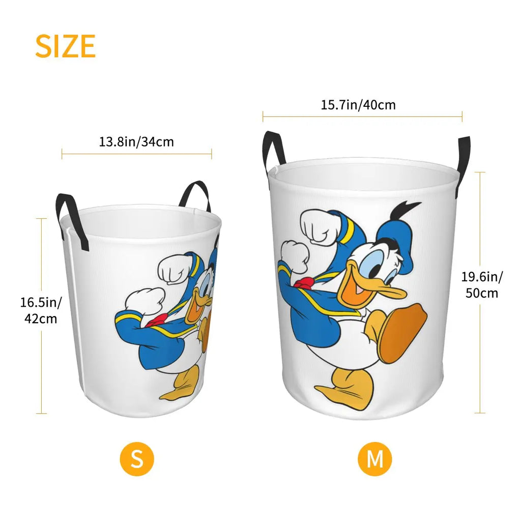 Custom Donald Duck Cartoon Laundry Basket Foldable Large Clothes Storage Bin Baby HamperCustom