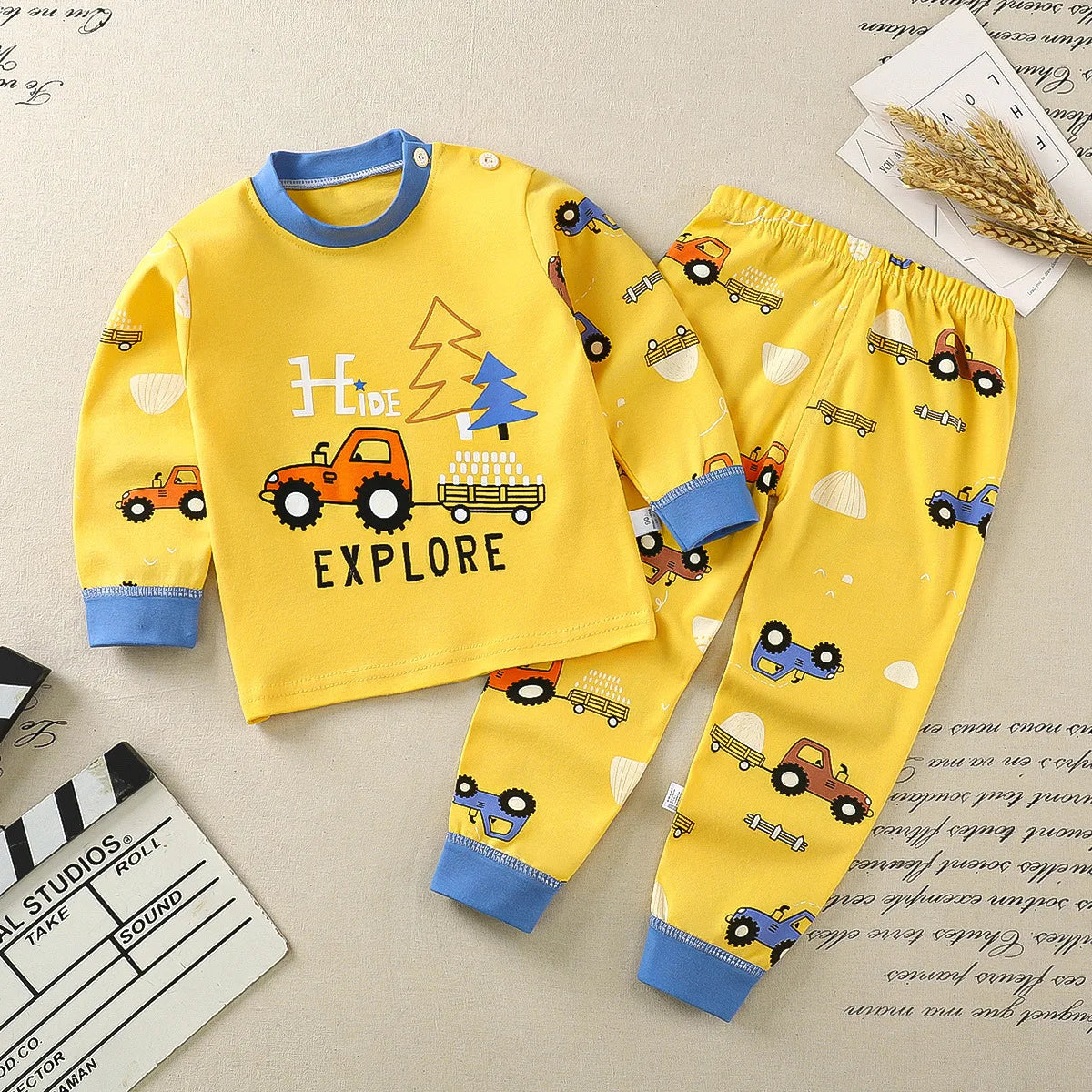 Children Underwear Set Boys Cotton Pajamas Girls Baby Autumn Clothes Long Sleepwear Cotton Kids Home Clothes Children's Clothing