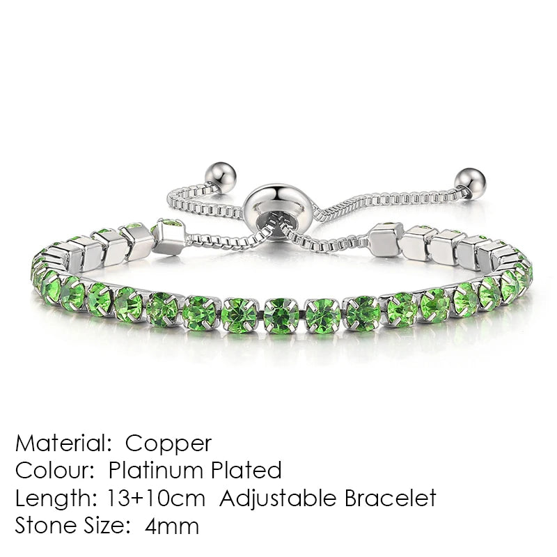 Adjustable Tennis Bracelet For Women Christmas Gift 4*4mm Rainbow Zircon Rose Gold Color Women's Bracelet Jewelry H056