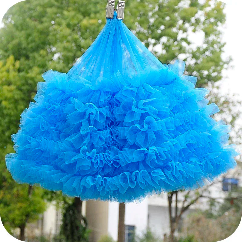 1m 3D Fold Mesh Tulle Lace Fabric 28cm Wide Pleated Ruffle Lace Fabric DIY Doll Dress Baby Skirt Puffy Clothes Sewing Material