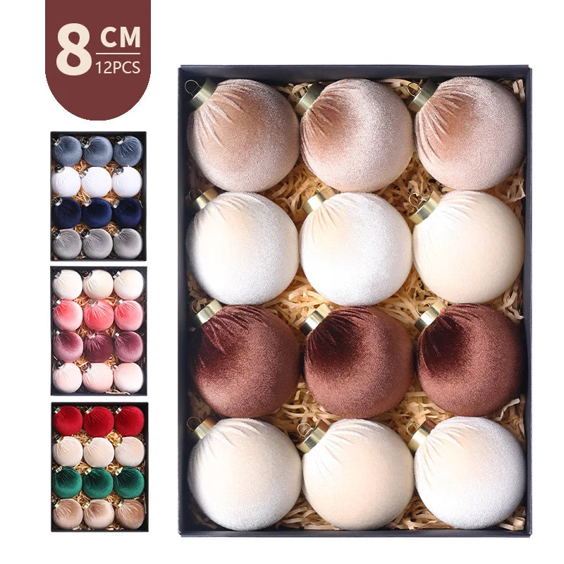 12Pcs/8cm Christmas Ball Decoration Supplies Exquisite Christmas Tree Ornaments Pendant New Year Home Party Decoration