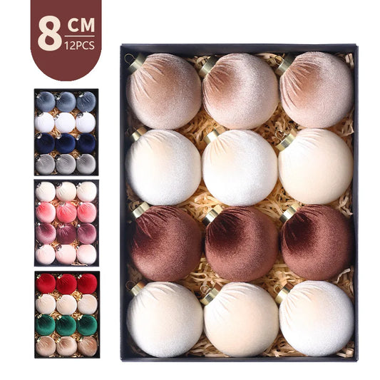 12Pcs/8cm Christmas Ball Decoration Supplies Exquisite Christmas Tree Ornaments Pendant New Year Home Party Decoration