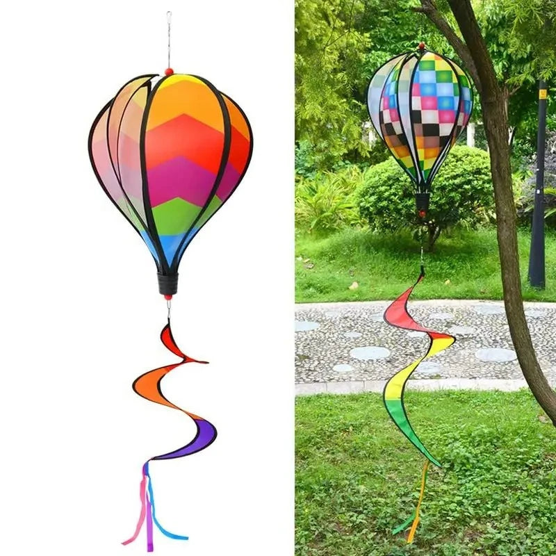 Rainbow Hot Air Balloon Decoration Seven-color Sequins Windmill Pendant Wind Spinning Hot Air Balloon Garden Outdoor Decoration