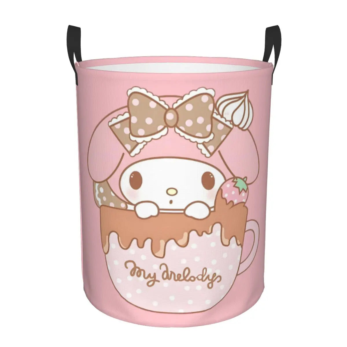 Custom Melody Laundry Basket Collapsible Pink Rabbit Clothes Hamper for Baby Kids Toys Storage Bin