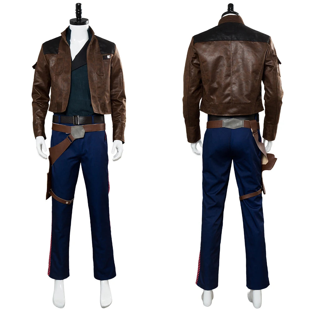 Movie Space Battle TV Fantasy Han Solo Vest Costume Men Roleplay Coat Pants Holster Belt Outfits Halloween Carnival Party Suits