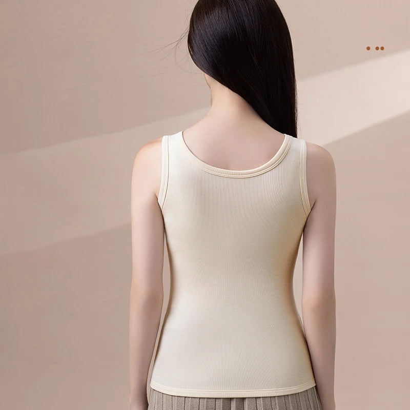 1pcs Woman Thermal Underwear Winter Pockets Thermo Lingerie Warm Top Plus Size Wear Thermo Vest  Undershirt No Chest Cushion