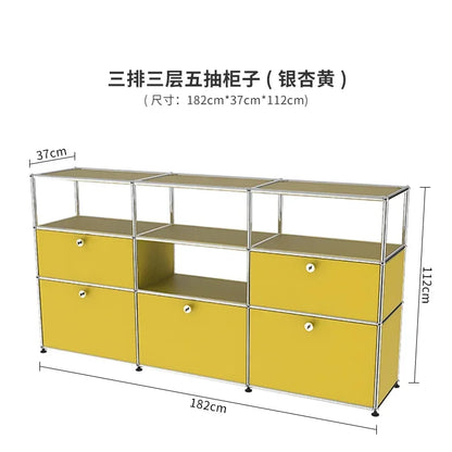 b7+  Nordic medieval cream wind small apartment display cabinet stainless steel module furniture decorative cabinet