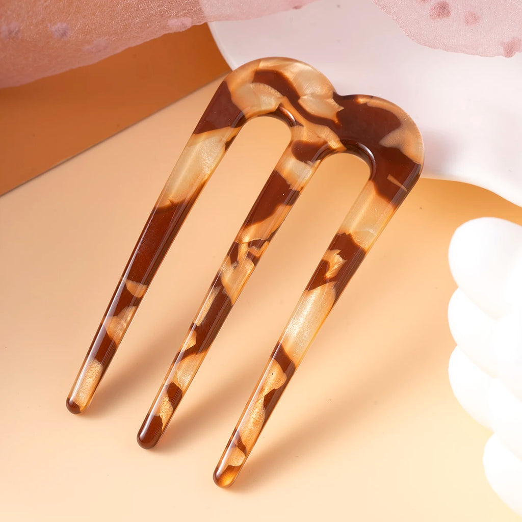 Acetic Acid Hair Forks Three Teeth Hair Sticks U-Shape Hair Comb Bun Hairpin Women Girls Hairstyle Hair Accessories Headband