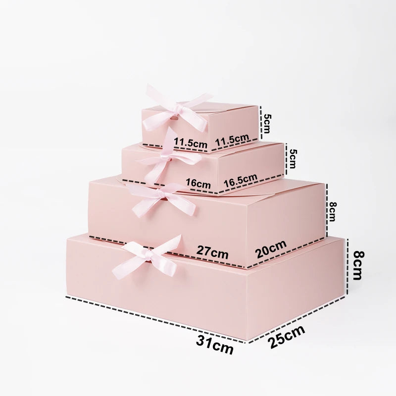 StoBag 5pcs White/Pink Gift Box Wedding Birthday Party Favors Clothes Storage Handmade Cookies Packaging Support Customization