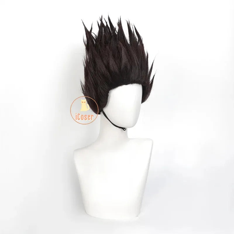 asdh8@Anime Sakamoto Days Heisuke Mashimo Cosplay Wig Spiky Dark Brown Hair Halloween Party for Women Men Boys Props Carnival iC