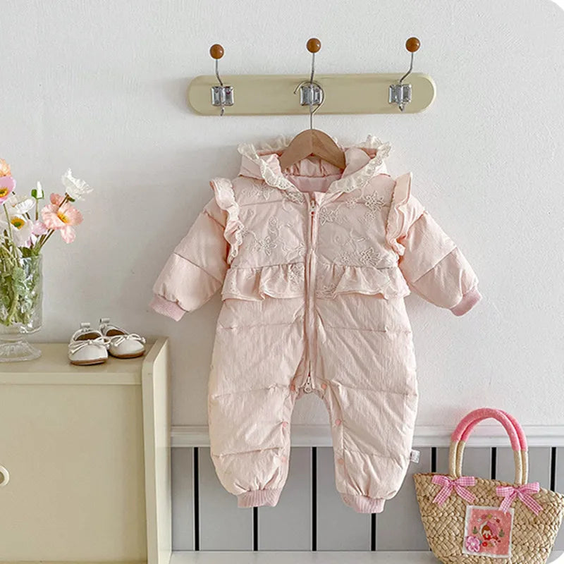 Cekcya Twins Clothes Baby Winter Newborn Jumpsuit Toddler Girls One Piece Lovely Rompers 100 Days Plus Velvet Clothing