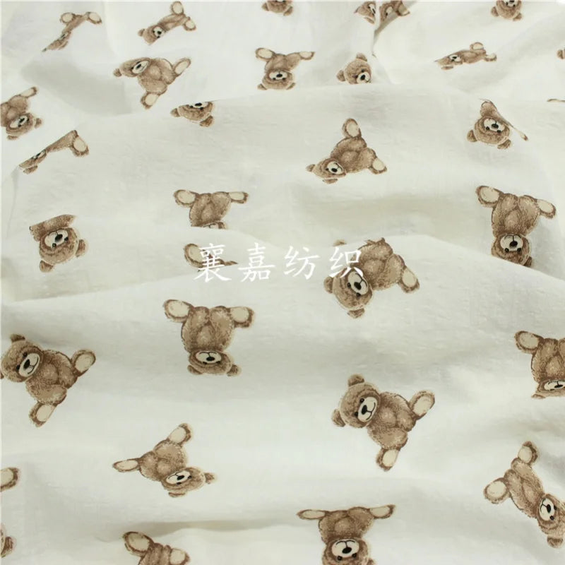 100x135cm Bear Double Gauze 100% Cotton Fabric for Make Baby Clothes / Sleepwear / Shirts / Skirt