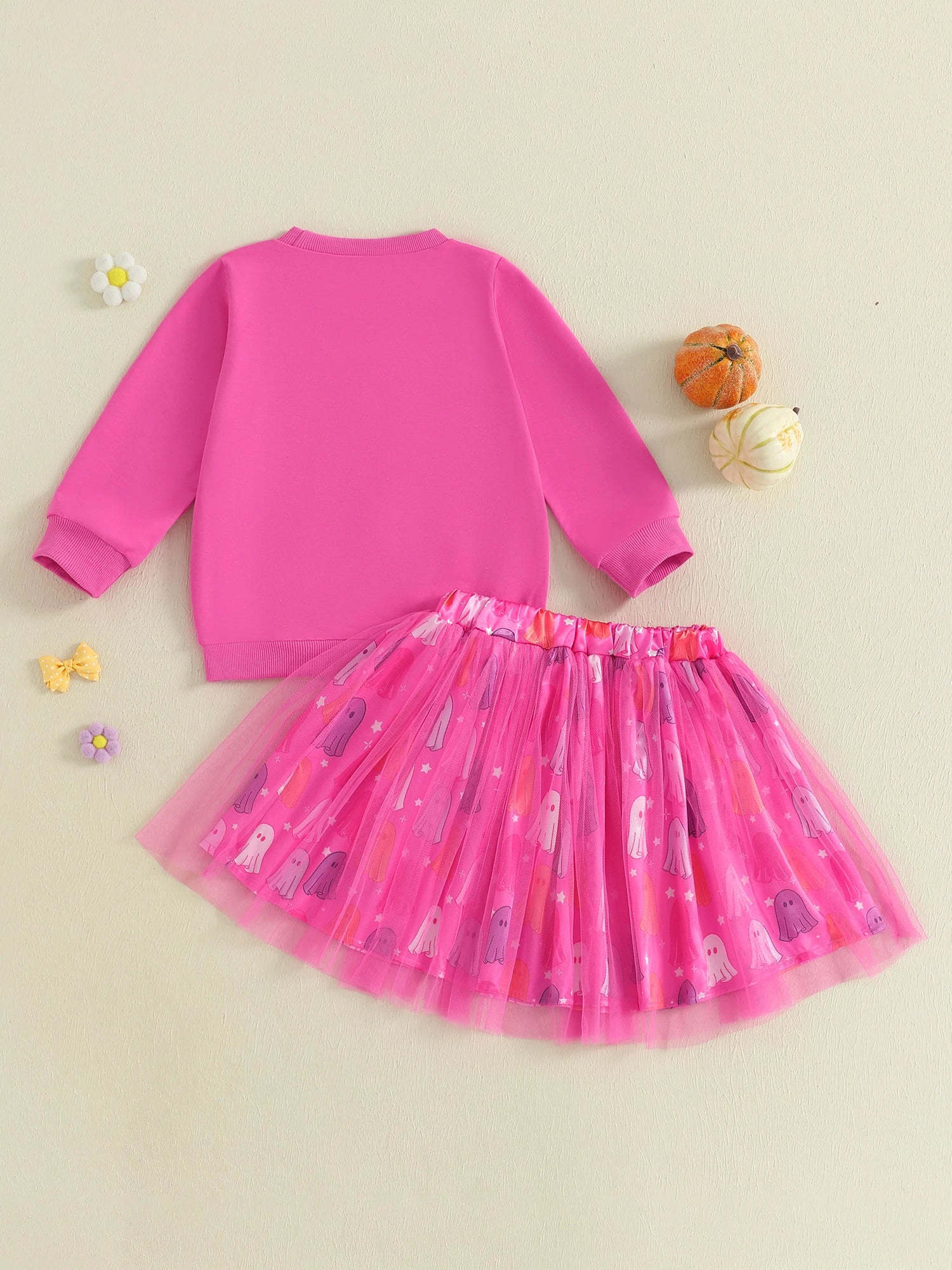 Infant Girls 2-Piece Halloween Costume Set with Pumpkin Print Long Sleeve Top and Tutu Skirt Baby Clothes for Fall