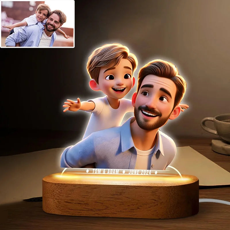 Personalized Gift Photo 3D Lamp Customized Cartoon Portrait Photo Frame Wedding Anniversary Valentines Day Wedding Birthday Gift