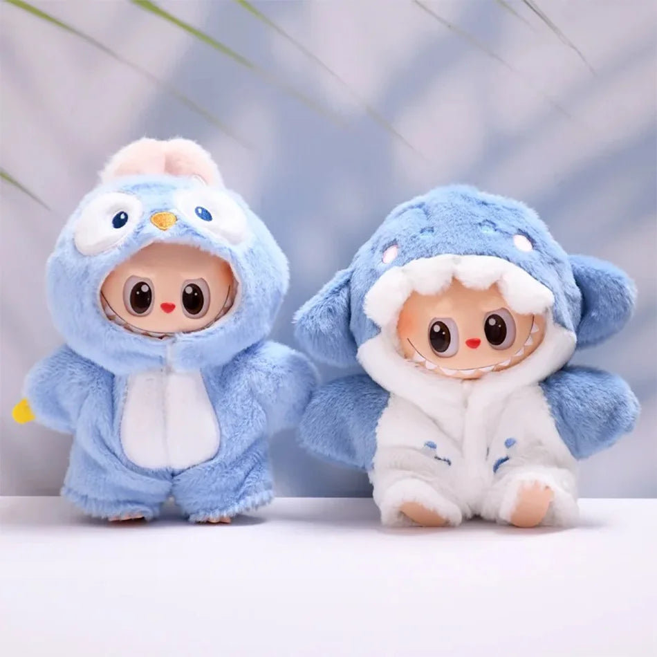 Clothes For Labubu 17cm II Idol Dolls Sitting Party The Monster Outfit Accessories Clothing Kids Gift Cute Penguin Baby Jumpsuit