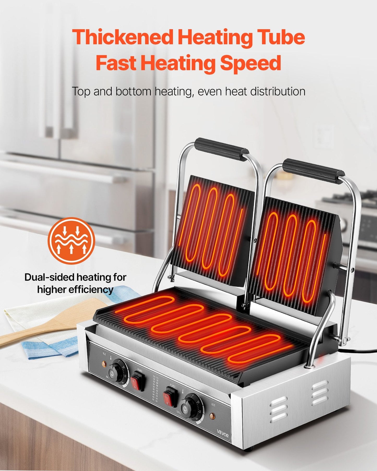 Commercial Panini Press Grill Electric Sandwich Maker Griddle Plate