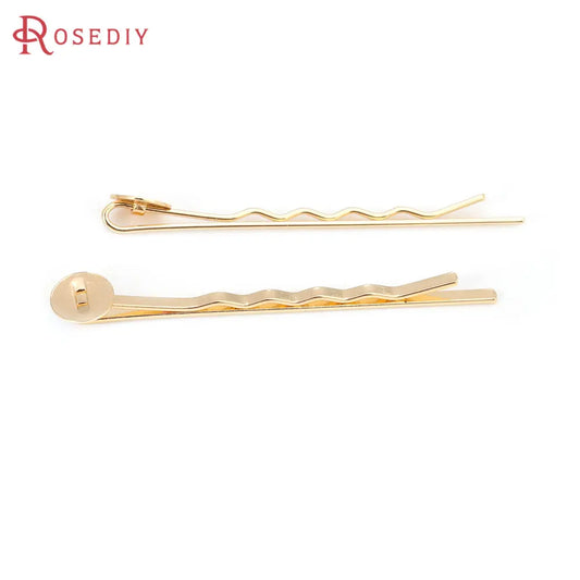 10PCS 18K Gold Color Iron with Pearl Beads Base 8MM 10MM Hair Jewelry Hair Clip Jewelry Making Supplies Accessories for Women