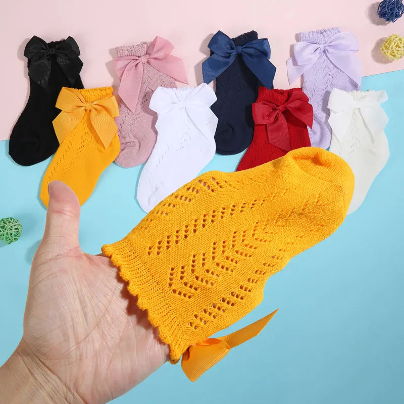 Newborn Baby Summer Mesh Girls Socks Fashion Bow Thin Socks for Girls Infant Clothes Accessories