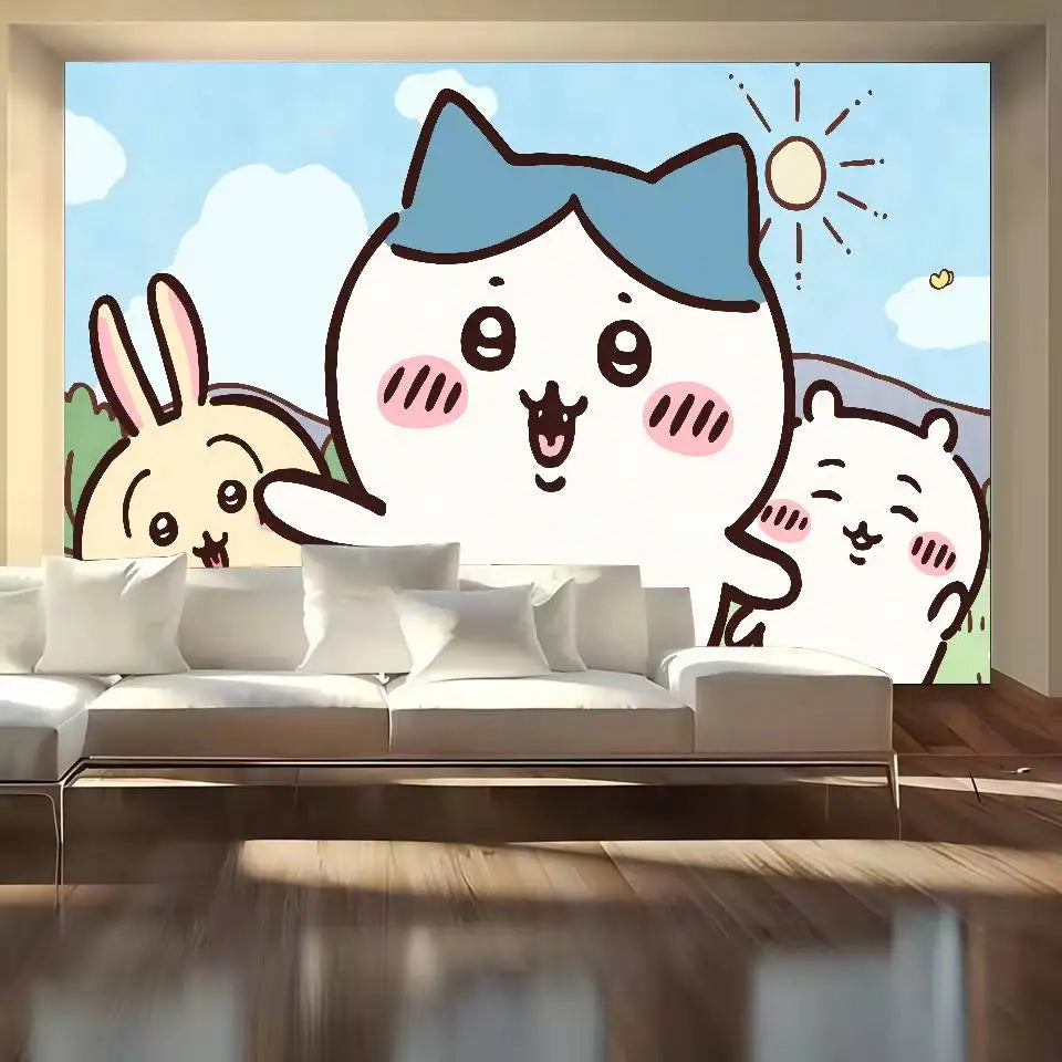 C-ChiikawaS Cartoon Anime Theme Backdrop Children's Birthday Party Decorations Baby Shower Party Props Banner Shooting