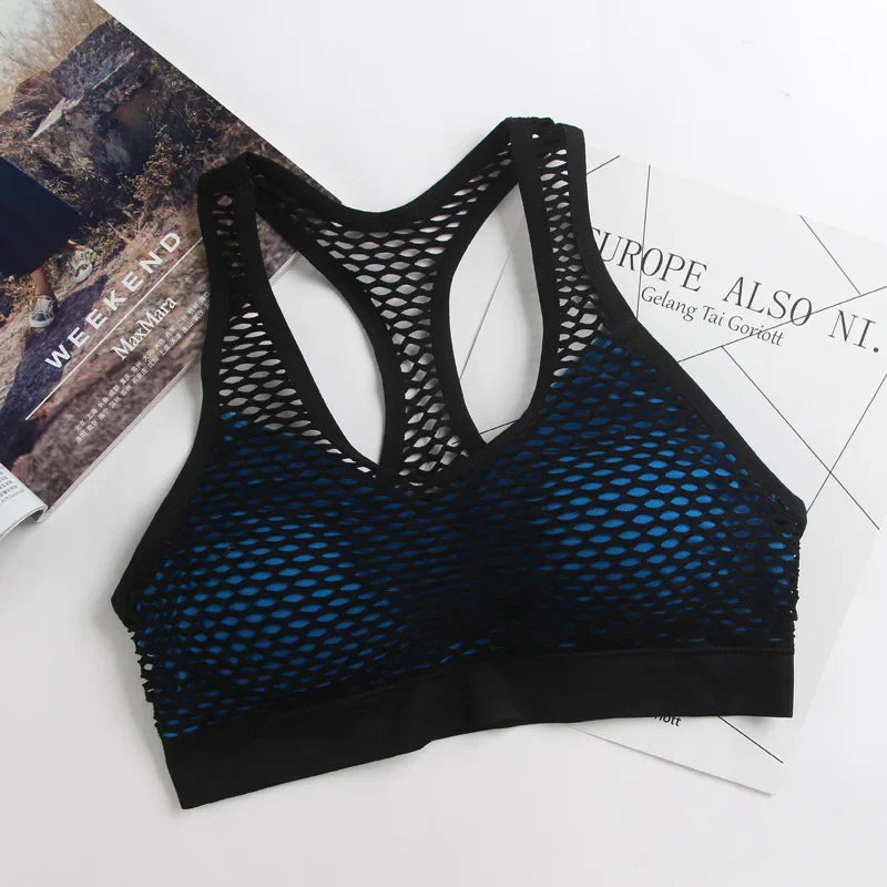 Women's Underwear New Sports BackStraplessHollowed OutChest WrappedColor BlockedYoga Shock-absorbing Bra Lingerie Sexy De Femmes