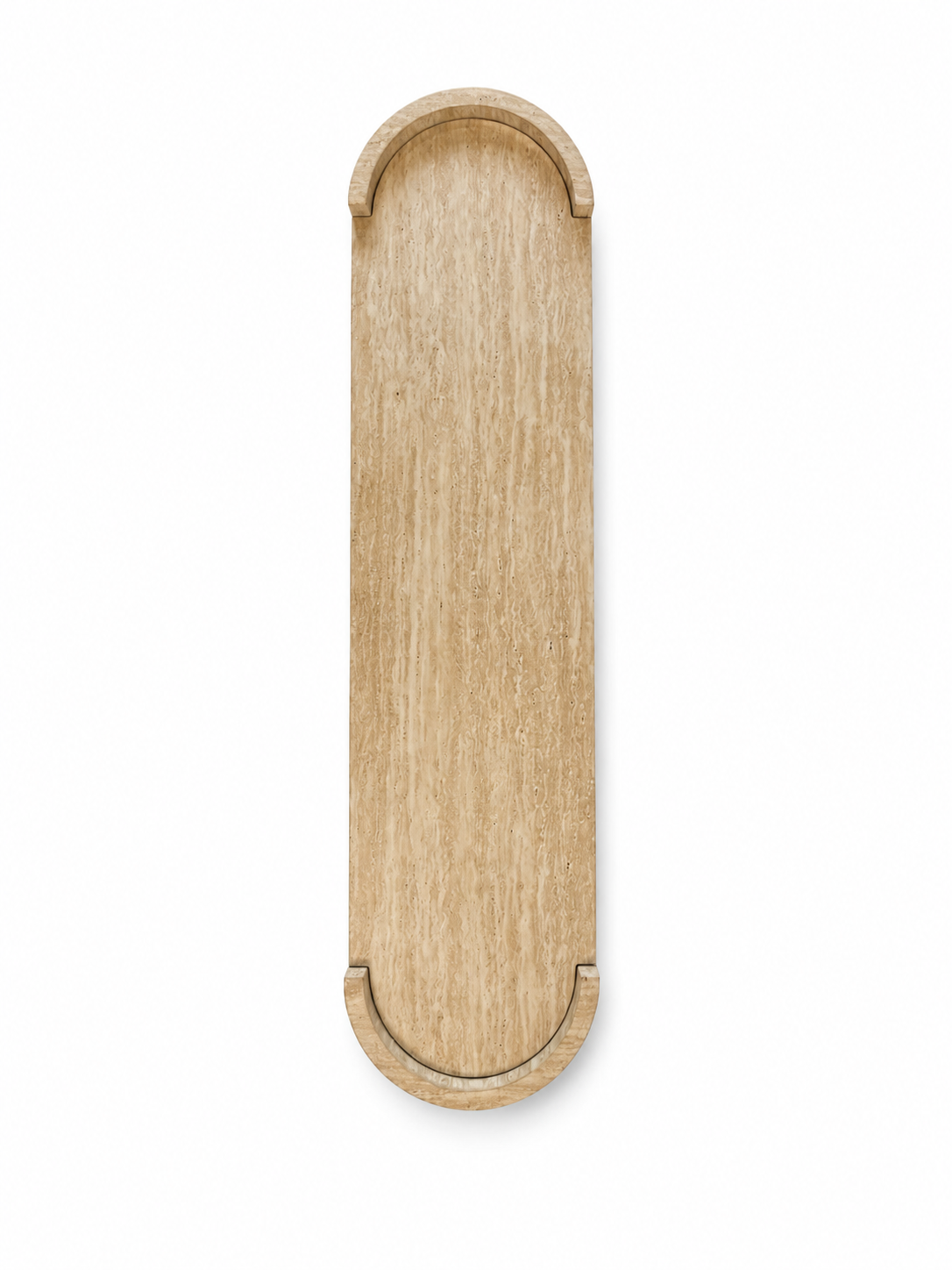 Curved Console Table with U-Shaped Legs and a Natural Wood-Grain