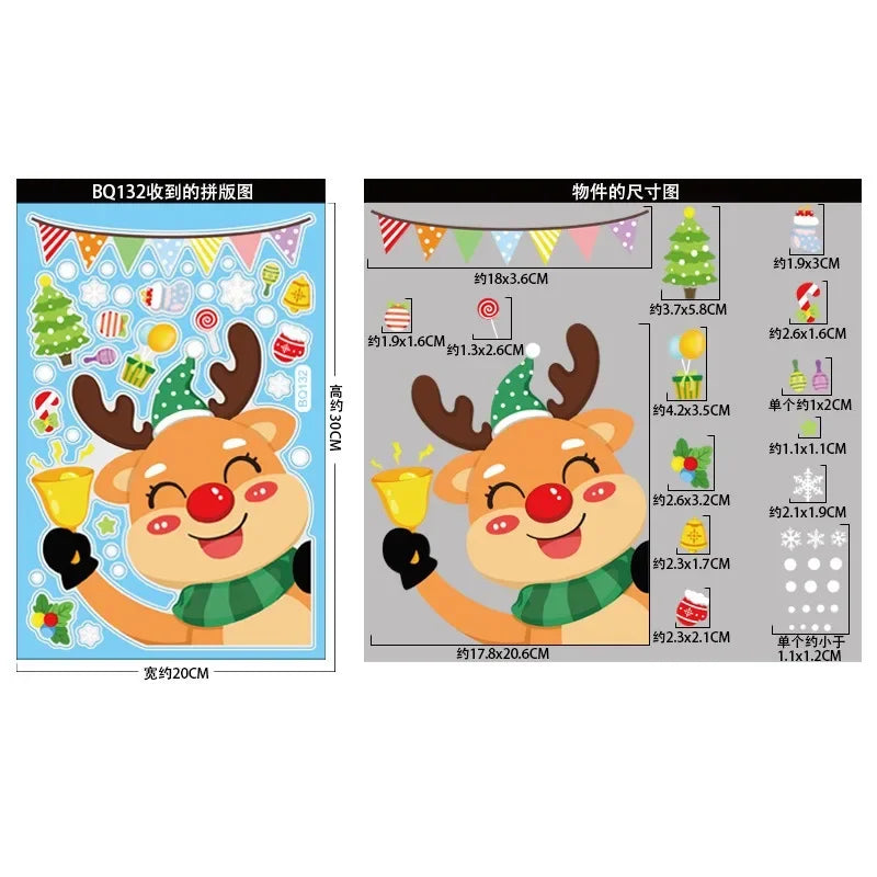 Christmas Decorations Santa Claus Snowman Elk Xmas Tree Window Stickers Noel Natal Merry Christmas Glass Wall Stickers 2024