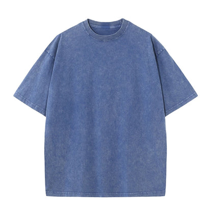 Men's Summer T-shirt 230G Heavy Cotton Vintage Washed T-Shirts Oversized Short Sleeve Loose Streetwear Short Sleeve Tops Tee