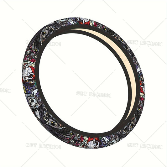 Cartoon Christmas Steering Wheel Cover Universal 15 Inch for Men Christmas Car Accessories Xmas Steering Wheel Cover One Size