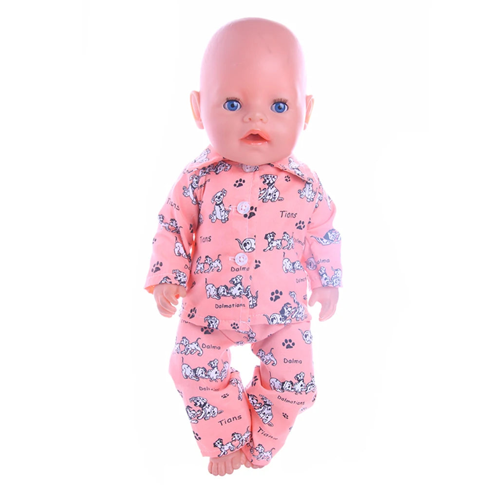 Doll Clothes Cartoon Animal Print Pajama Shirt For 18 inch American & 43Cm Reborn Baby OG Girl's Accessories Baby Clothes Gifts